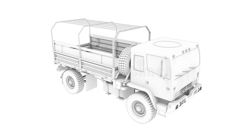 3D rendering of an army truck millitary vehicle logistics lorry isolated in studio background royalty free illustration