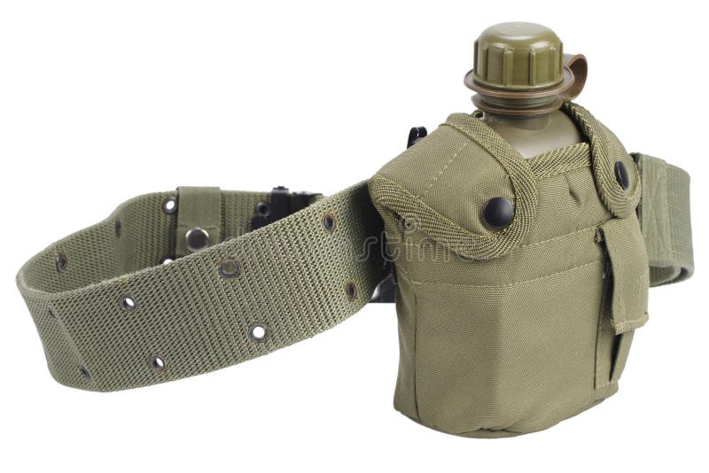 Army Water Canteen with Pistol Belt Stock Photo Image of bottle