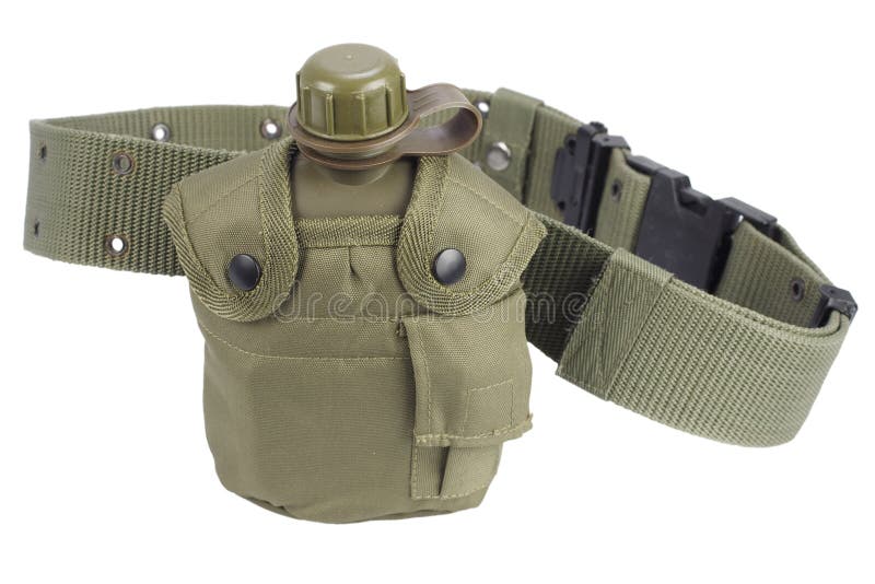 Army Water Canteen with Pistol Belt Stock Image Image of soldier
