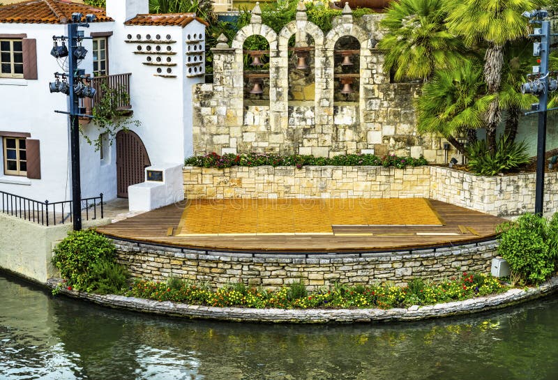 Arneson Theater Reflection River Walk San Antonio Texas Stock