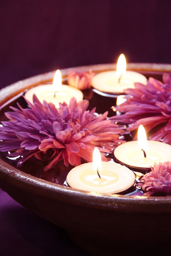 Aroma Bowl with Candles and Flowers