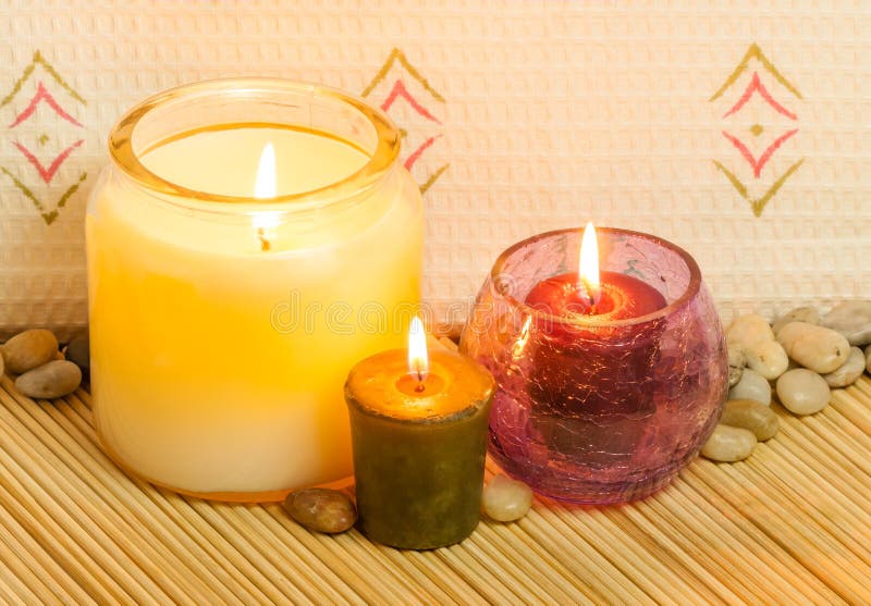 Aromatherapy Candles Closeup Stock Image Image of pebbles, candle