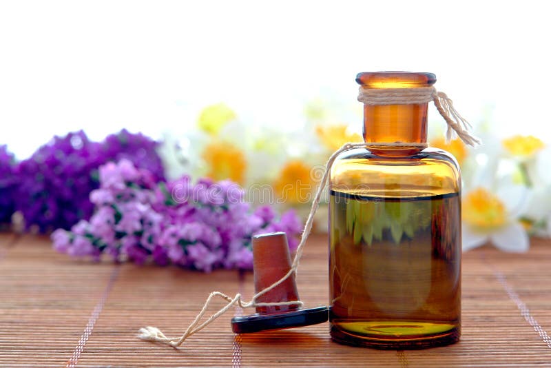 Aromatherapy Essential Oil Extract Bottle in a Spa Stock Image Image
