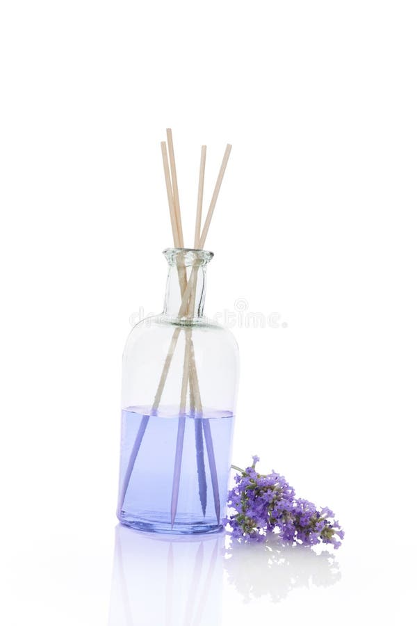 Aromatherapy Lavender Oil and Lavender Flower Stock Image Image of