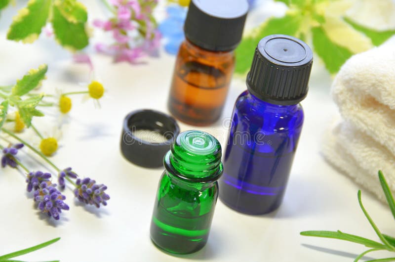 Aromatherapy Oils with Herbs Stock Image Image of massage, chamomile