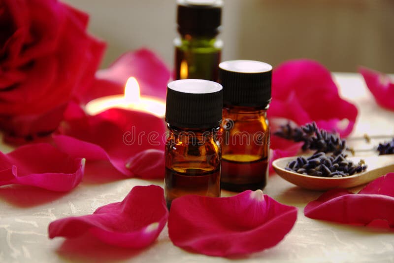 Aromatherapy Oils with Roses Stock Image Image of aromatherapy