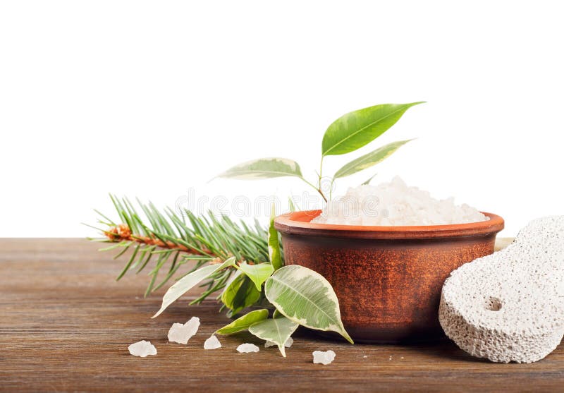 Aromatic bath salt and pumice stone