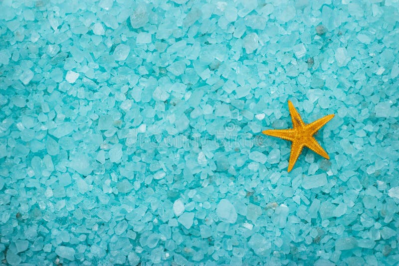 Aromatic bath salt and starfish background