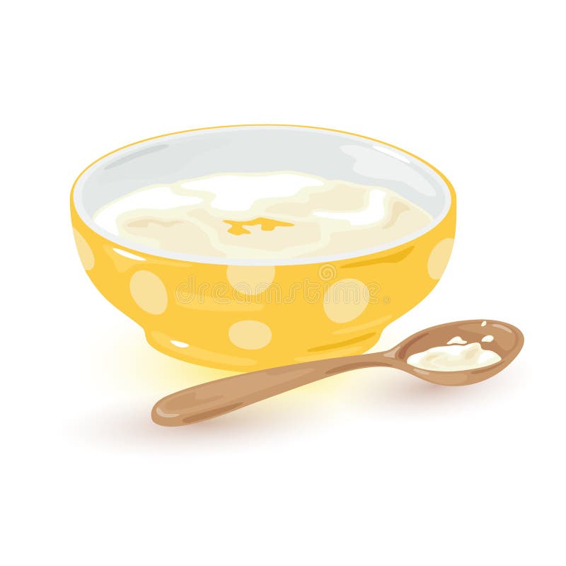 Cartoon Hot Porridge in Bowl Stock Illustration - Illustration of ...