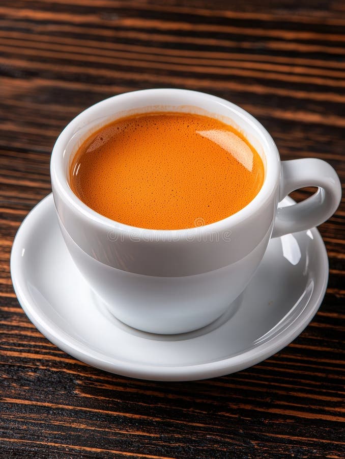 Aromatischer Espressokaffee in weißer Keramik. stock abbildung