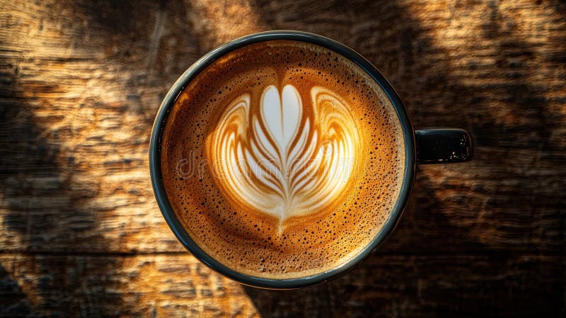 Aromatyczna latte Art Idealny puchar kawy ilustracja wektor