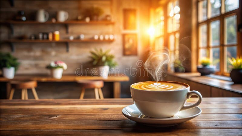Aromatyczna sztuka latte w przytulnej kawiarni. ilustracji