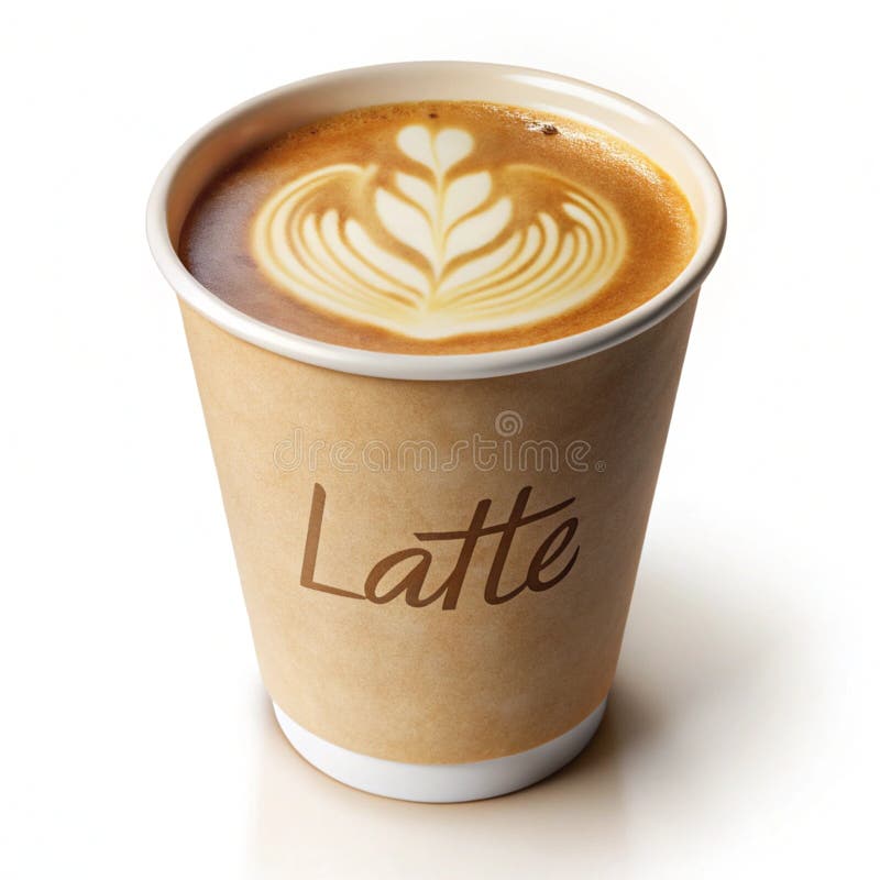 Aromatyczny latte w jednorazowym pucharze idealny poranny napój ilustracji