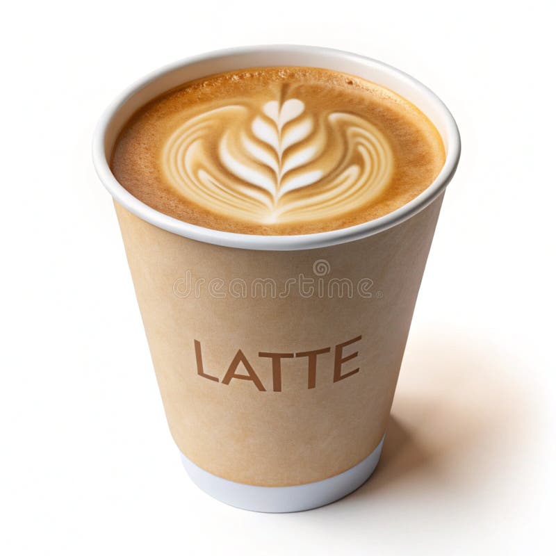 Aromatyczny latte w jednorazowym pucharze idealny poranny napój ilustracji