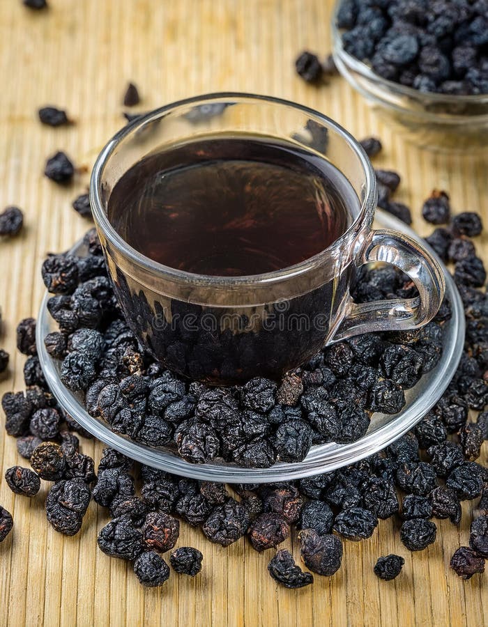 Aronia berry tea i en kopp. vektor illustrationer