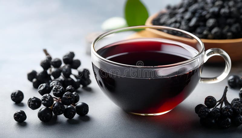Aronia berry tea i en kopp. vektor illustrationer