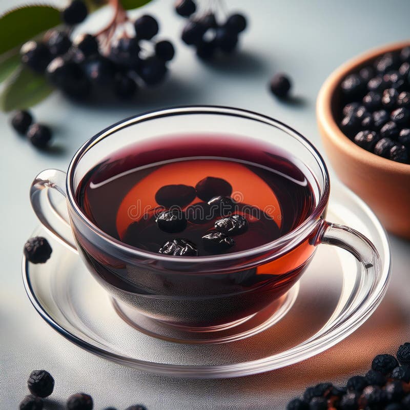 Aronia berry tea i en kopp. vektor illustrationer