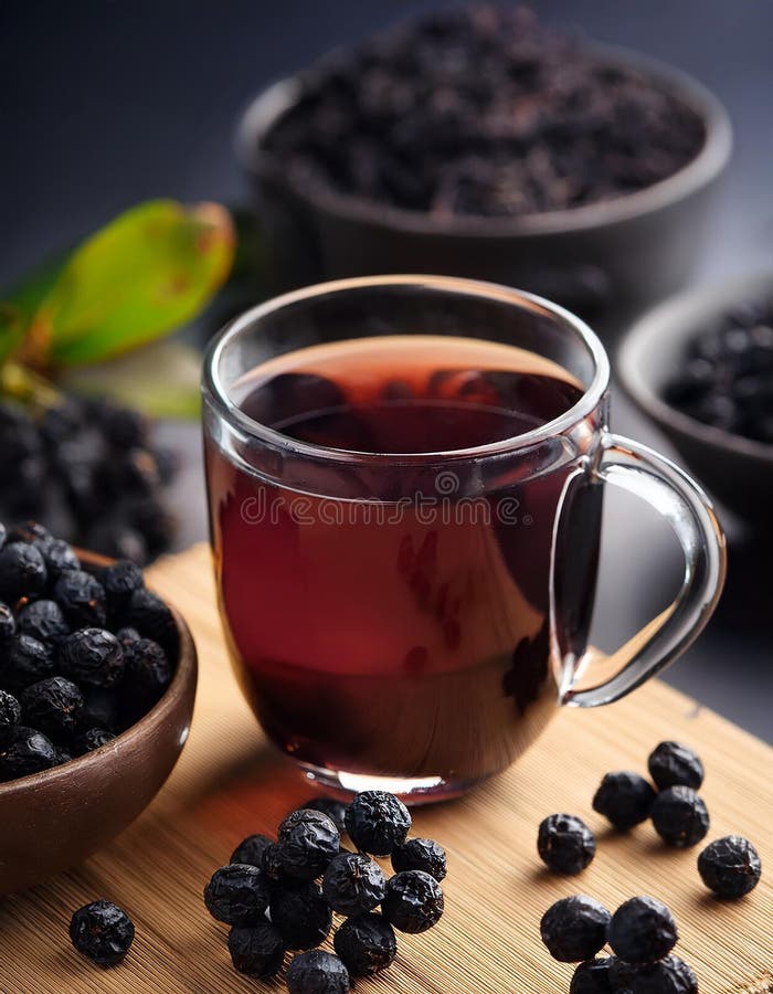 Aronia berry tea i en kopp. stock illustrationer