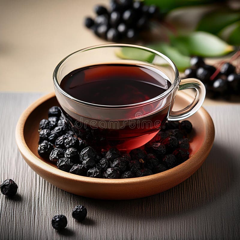 Aronia berry tea i en kopp. vektor illustrationer
