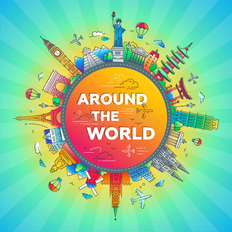 Around the World - Flat Design Travel Composition Stock Vector ...