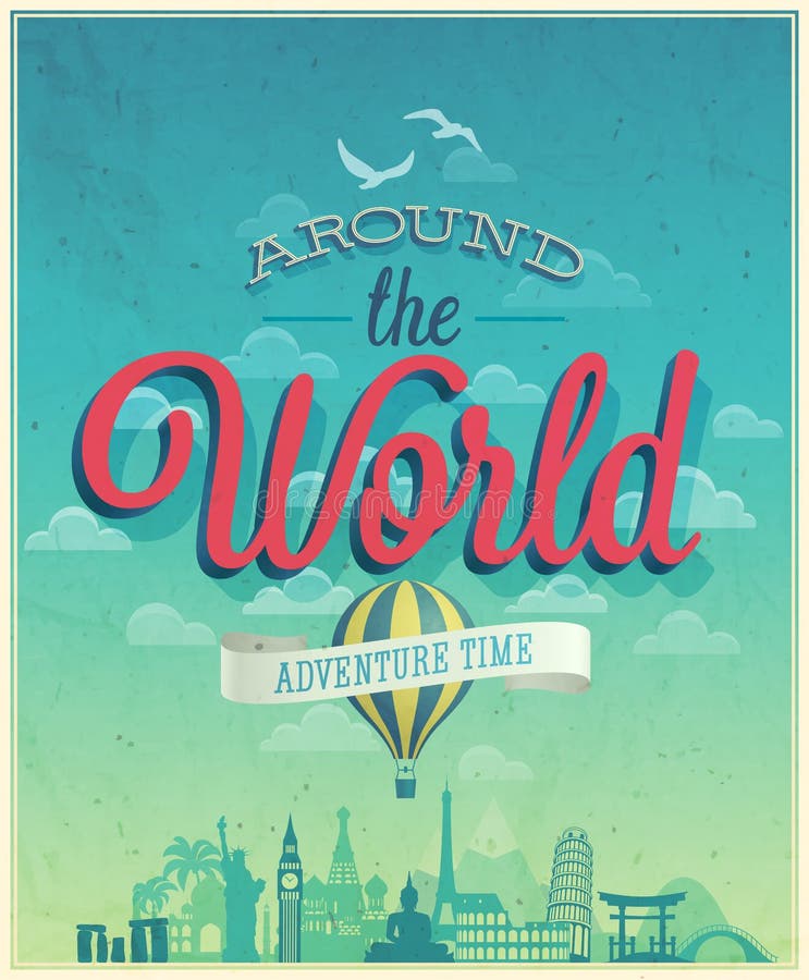 Around the world poster. stock illustration