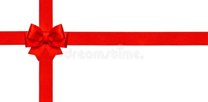 Arqueamiento rojo de la cinta aislado en blanco concepto del carte cadeaux
