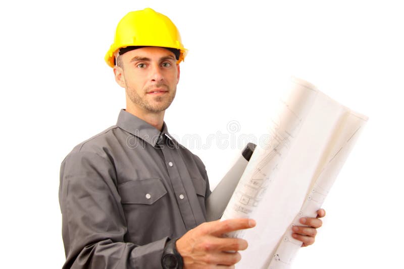 Arquiteto novo de encontro ao branco foto de stock Arquiteto novo de encontro ao branco foto de stock