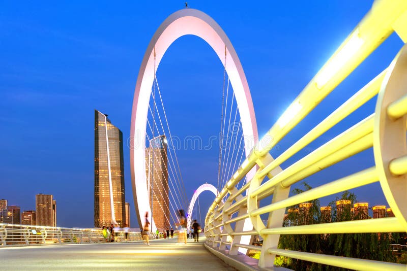 China Nanjing city skyline and modern buildings, night landscape. China Nanjing city skyline and modern buildings, night landscape.