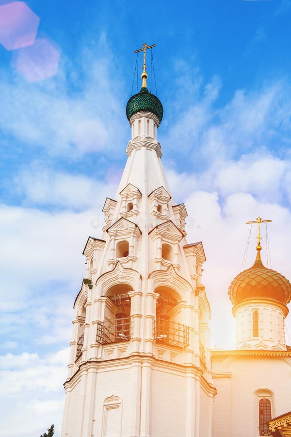 Arquitetura da cidade de Yaroslavl, Rússia Igreja ortodoxa velha de Elijah o profeta Local do património mundial do Unesco imagens de stock Arquitetura da cidade de Yaroslavl, Rússia Igreja ortodoxa velha de Elijah o profeta Local do património mundial do Unesco imagens de stock