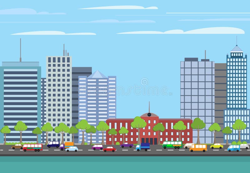 Paisagem urbana de edifícios modernos ilustração do vetor