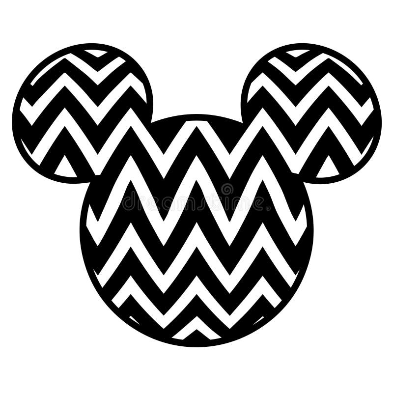 Arquivo preto e branco do corte da imagem do vetor da cabeça de Mickey Mouse