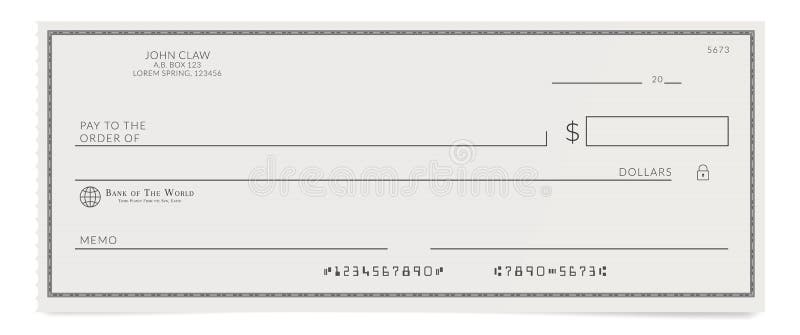 Arraché chèque vide de banque illustration stock