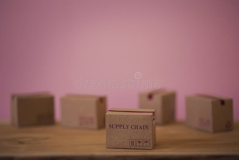 Arrange cardboard boxes for packing of goods. Supply chain / logistic distributor and delivery service concept : International freight or shipping service to customers.