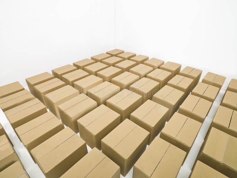 Arranged cardboard boxes