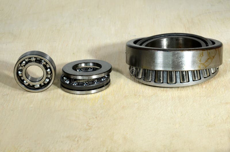 Arrangement with a Ball Bearing, a Thrust Bearing, and a Tapered Roller Bearing Stock Image