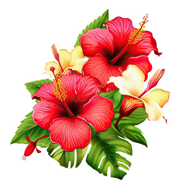 Arrangement from Hibiscus Flowers Stock Vector - Illustration of ...