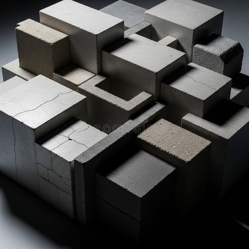 Arrangement is reminiscent of an abstract architectural model or stock illustration