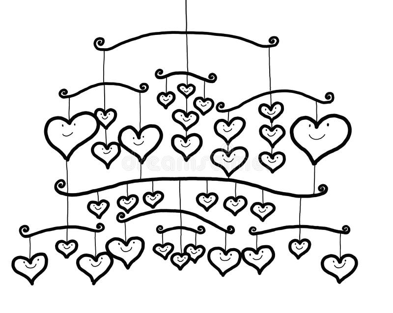 Arrangement of Smiling Hearts Hanging Mobile royalty free illustration Arrangement of Smiling Hearts Hanging Mobile royalty free illustration