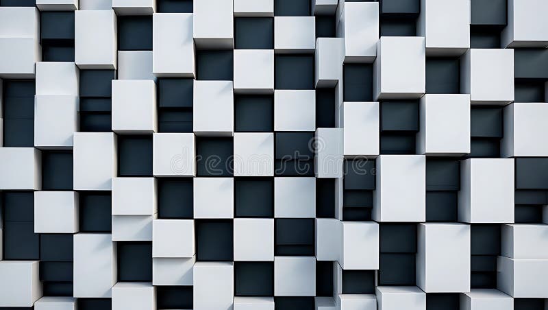 Arrangement of White and Dark Gray 3D Cubes vector illustration
