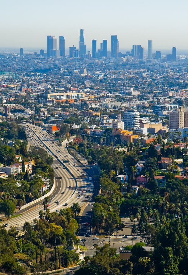 Los Angeles skyscrapers and Hollywood. Los Angeles skyscrapers and Hollywood