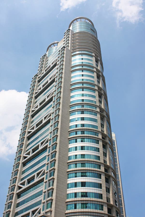 Low angle view of skyscraper in Shanghai, China. Low angle view of skyscraper in Shanghai, China