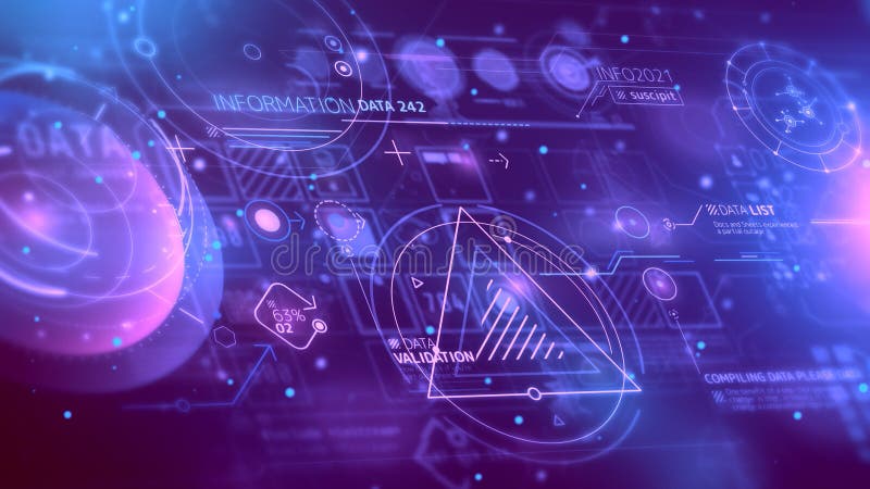Abstract data flow in a virtual 3D space vector illustration