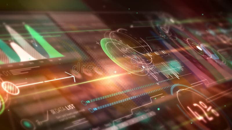 Array of animated data in 3D space stock illustration