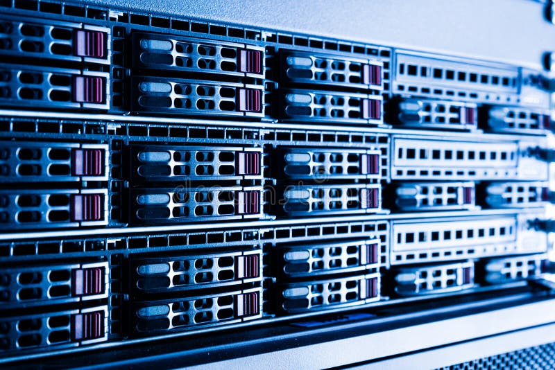 Array of data storage hard drives in internet data center royalty free stock photos