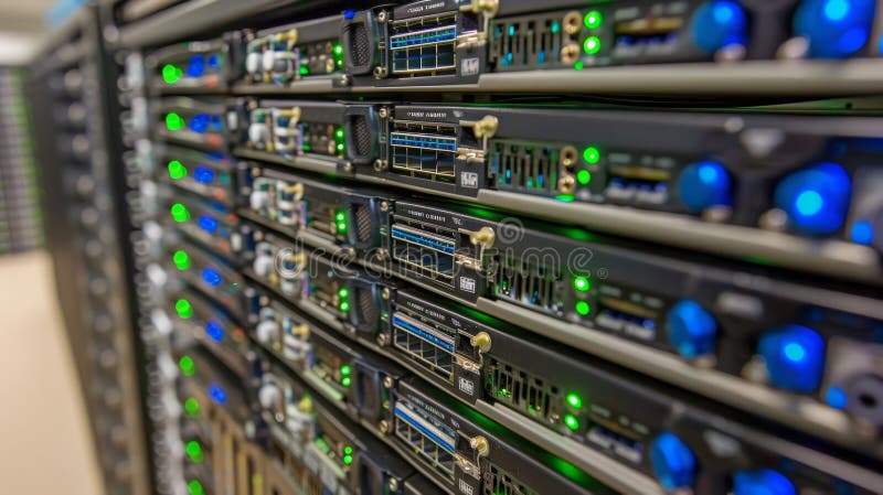 Array of data storage hard drives in a server room setup for efficient data management royalty free stock photography