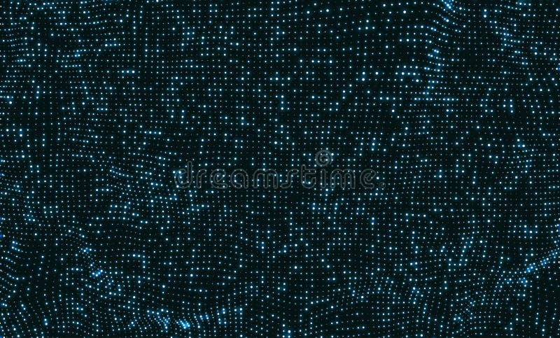 Array with Dynamic Particles. 3d Futuristic technology style. Abstract Background. . Texture. Glowing points. Vector Illustration stock illustration