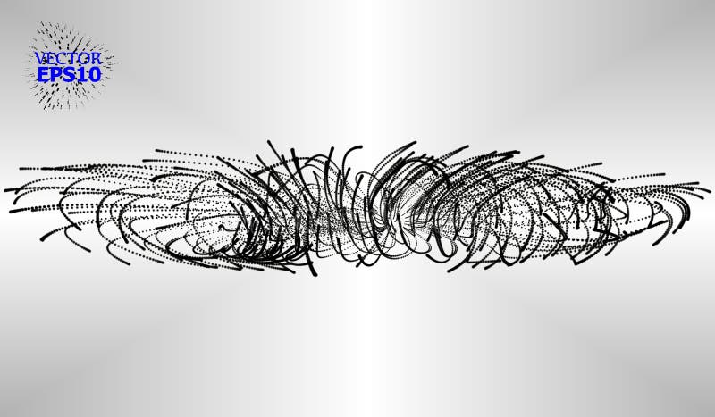 Array with dynamic particles. 3d futuristic technology style. Abstract background. Vector illustration.