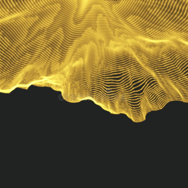 Array with Dynamic Particles. 3D Technology Style. Abstract Background. stock illustration
