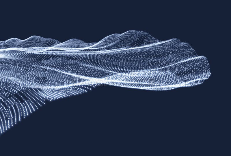 Array with Dynamic Particles. 3D Technology Style. Abstract Background. vector illustration