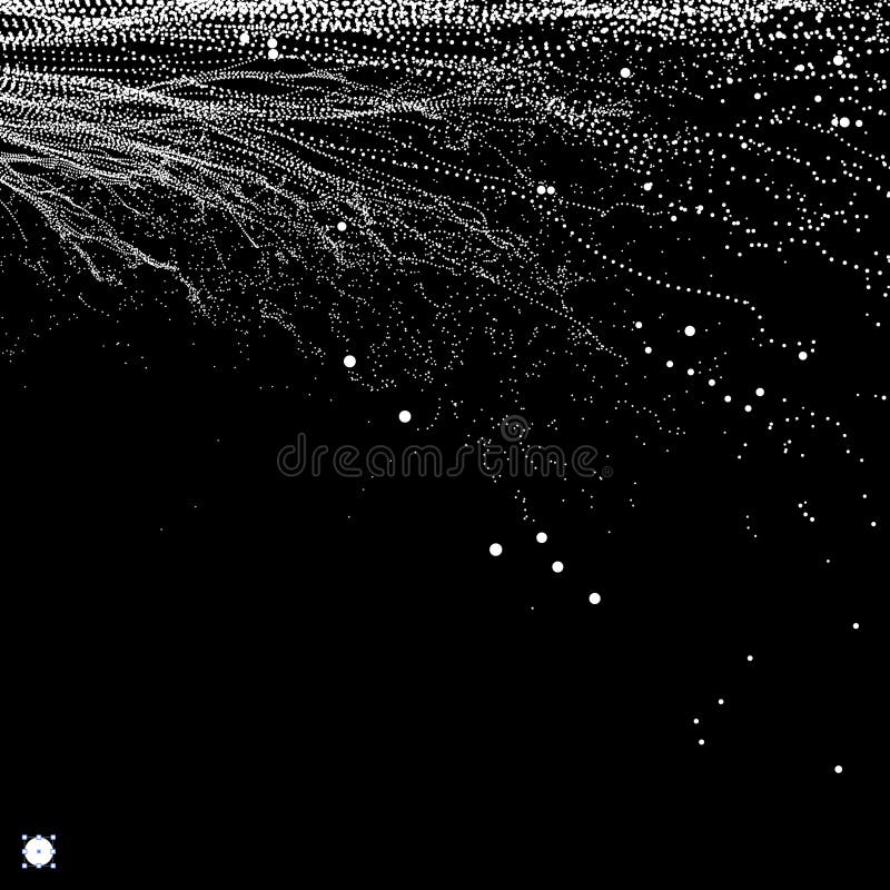 Array with Dynamic Particles. 3D Technology Style. Abstract Background. Vector Illustration royalty free stock image